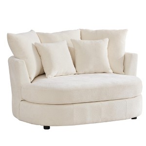 Hrinhom 55.1" W Accent Barrel Chair,Modern Oversized Sofa Chair with 5 Pillows - 1 of 4
