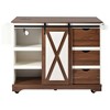 Merax Farmhouse Kitchen Island with Drop Leaf, Barn Door Storage, Rolling Cart with Spice & Towel Racks, Power Outlet, and Adjustable Shelves - 2 of 4