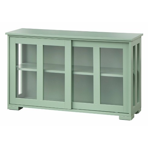 Pacific Stackable Cabinet with Sliding Glass Doors Mint Green - Buylateral
