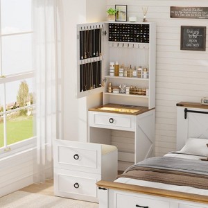 Vlsrka 3-in-1 Vanity Desk with LED Mirror and Hidden Storage Stool - 1 of 3
