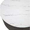 Kumasinova Modern Round Coffee Table( Set),End Table with Marble-Style Top and Gold Base,Side Table with Casters,Coffee Tables for Living Room - 3 of 4