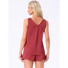 INSPIRE CHIC Women's Satin Silky Tank Top and Shorts Pleated Front 2 Piece Sleepwear Pajama Sets - 4 of 4