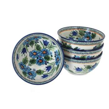 Blue Rose Polish Pottery 971-4 Zaklady 4 Piece Dessert Bowl Set