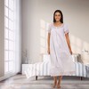 ADR Women's Cotton Nightgown Amelia Short Sleeve Lace Trim Button Up Long Vintage Night Dress Gown - 2 of 4
