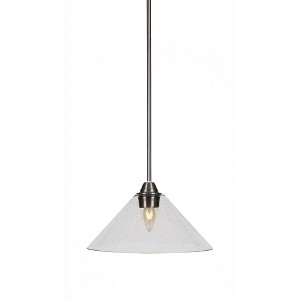 Toltec Lighting Paramount 1 - Light Pendant in  Brushed Nickel with 12" Clear Bubble Shade - 1 of 1