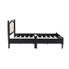 Sapphtopaz Bed Frame Wooden Platform Bed with Natural Rattan Headboard Wooden Slat Support Bedroom Furniture, Easy Assembly - 3 of 4