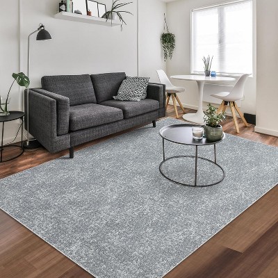 Washable Solid Jacquard Area Rug - Non-Slip Foldable Low Pile Carpet for Bedroom, Living Room, Nursery, Contemporary Throw Rug