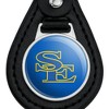 Southeastern Oklahoma State University Primary Logo Black Leather Keychain - 3 of 4