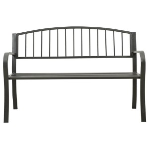 vidaXL Outdoor Patio Bench Garden Park Steel Bench for Outdoor Backyard Steel - Gray - 1 of 4