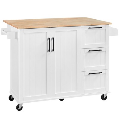 Yaheetech Rolling Kitchen Cart Kitchen Island with Storage Cabinet