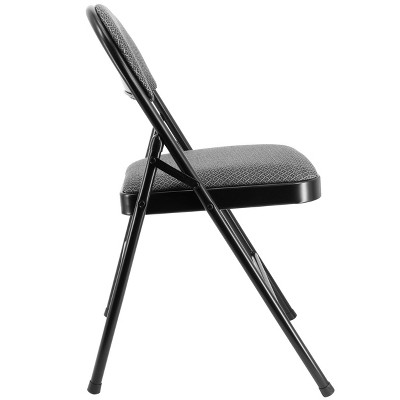 Elama 4 Piece Black and Gray Metal Folding Chairs with Padded Seats