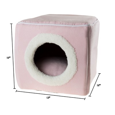 Small Pink Microfiber Foam Pet Bed Cave