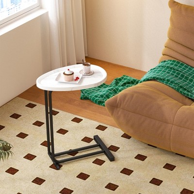 UPHA C-Shaped End Table with Metal Frame Slide for Bedroom