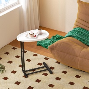UPHA C-Shaped End Table with Metal Frame Slide for Bedroom - 1 of 4