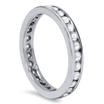 Pompeii3 1ct Diamond Wedding Eternity Stackable 14K Ring New White Gold