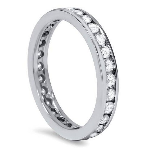 Pompeii3 1ct Diamond Wedding Eternity Stackable 14k Ring New White Gold ...