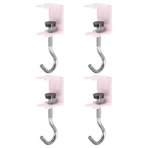 Unique Bargains Steel Adjustable Hanging Bag Desk Mount Utility Rabbit J Hooks 4 Pcs - 1 of 4