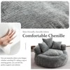Efomao Round Ultra Soft Chenille Foam Bean Bag Chair - Oversized Comfy with Armrests & 3 Pillows - for Adults/Teens (Grey) - 3 of 4