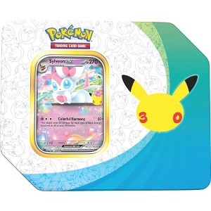 Pokemon TCG: 30th Celebration Tin – Sylveon ex – 5 Booster Packs – 1 ...