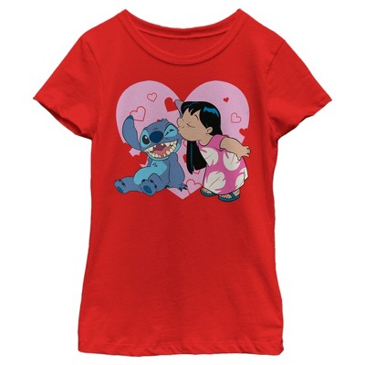 Girl's Lilo & Stitch Valentine's Day Kisses T-Shirt