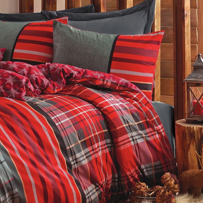 Sussexhome Masculine Collection Duvet Cover Set | Red, Full Size Duvet Cover, 1 Duvet Cover, 1 Fitted Sheet and 2 Pillowcases, 1 of 10
