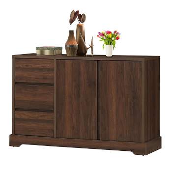Costway Buffet Sideboard Cupboard Cabinet Console Table W/ 3 Drawers & Adjustable Shelf