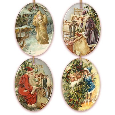 4pc Father Santa Victorian Style Ceramic Christmas Ornament Bundle, Gift Box Included| OrnamentallyYou