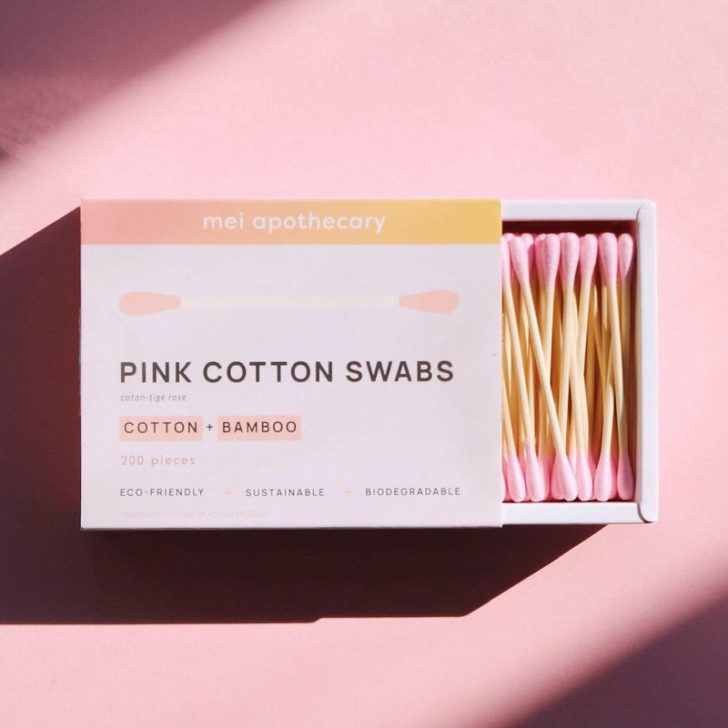 Mei Apothecary Biodegradable Pink Cotton Swabs - 200ct, 6 of 10