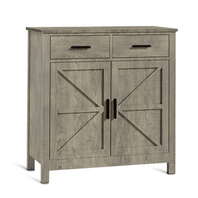 NicBex 31.5" Farmhouse 2-Door Sideboard,Kitchen Storage Cabinets with 2 Drawers and 2 Doors for Dining Room,White/Gray