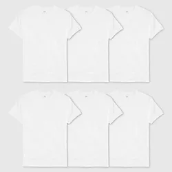 Hanes Men's 6Pk Crew Neck T-Shirt With Fresh IQ - White L