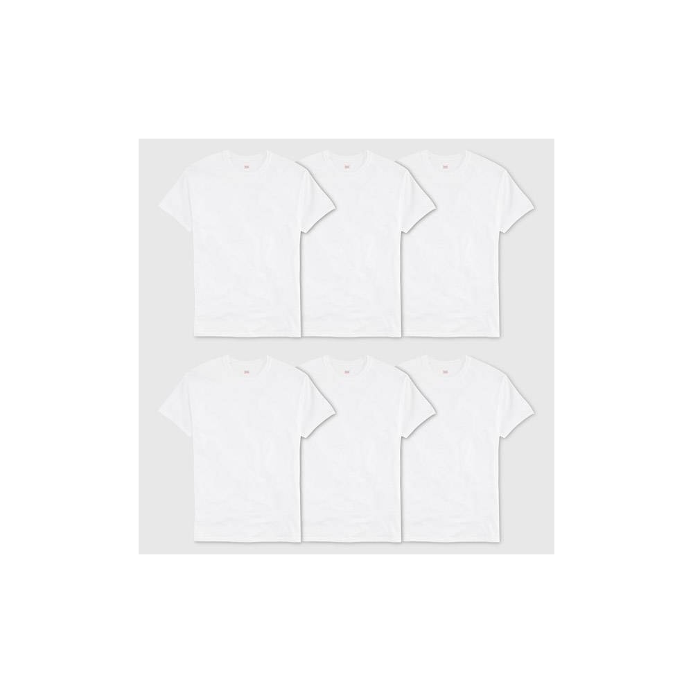 Hanes Men's Value Pack White Crew T-Shirt Undershirts, 6 Pack
