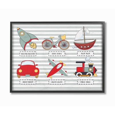 Transportation Icons and Noises Framed Giclee Texturized Art (11"x14"x1.5") - Stupell Industries