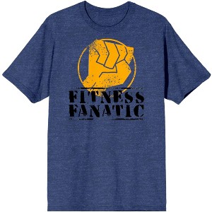 Gym Culture Yellow Fist Fitness Fanatic Unisex Adult's Navy Heather Graphic Tee - 1 of 3