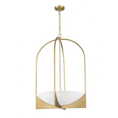 Devon Gold Cage 6-Light Chandelier with Glass Bowl