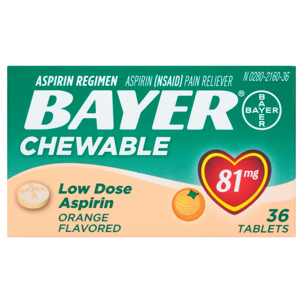 UPC 312843131057 product image for Bayer Low Dose Pain Reliever Chewable Tablets - Aspirin (NSAID) 81mg - Orange Fl | upcitemdb.com