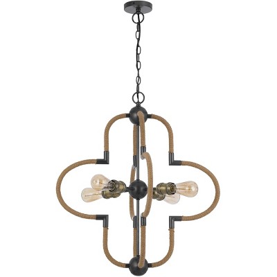 Cal Lighting 60W x 4 Tahoka Metal Chandelier with Burlap Wrapped Frame