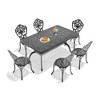 7-Piece Patio Set: Rectangle Table & 6 Chairs - Cast Aluminum, All-Weather/Umbrella Hole & Adjustable Legs for Balcony/Backyard - 4 of 4
