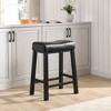 eHemco Heavy-Duty Padded Faux Leather Saddle Seat Metal Kitchen Bar Stools, 24.8 Inches - 2 of 4