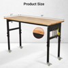 Adjustable Workbench with Power Outlet, 29.5"-39.4" Adjustable Height, 2200 lbs Capacity, Rubber Wood Heavy Duty Table for Garage, Workshop, Office - 4 of 4
