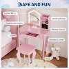 Kids Vanity with Lighted Mirror, Little Girl Vanity and Stool, Toddler Makeup Table Set and Makeup Playset for 3-8 Girls - 3 of 4