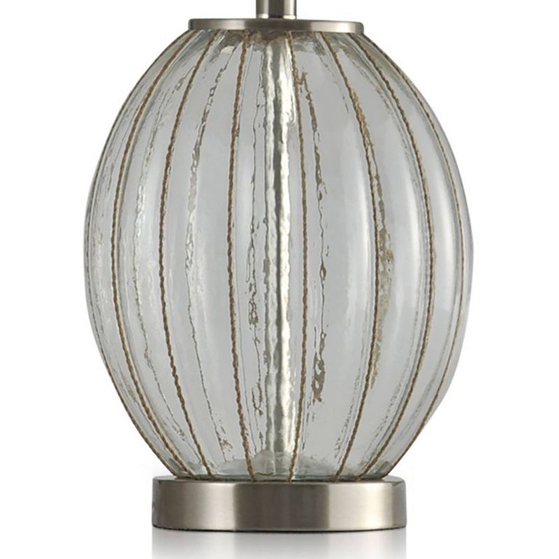 Rippled Glass Body with Inner Twine Accents and Brushed Steel Base Table Lamp - StyleCraft, 5 of 7