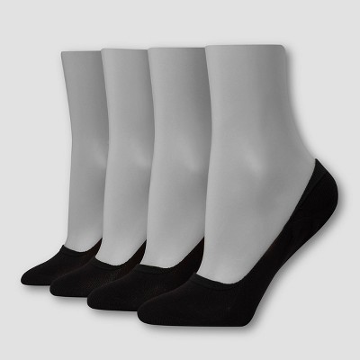 Hanes Premium 4 Pack Women's Comfort Soft Lightweight Invisible Liner Socks - Black 8-12