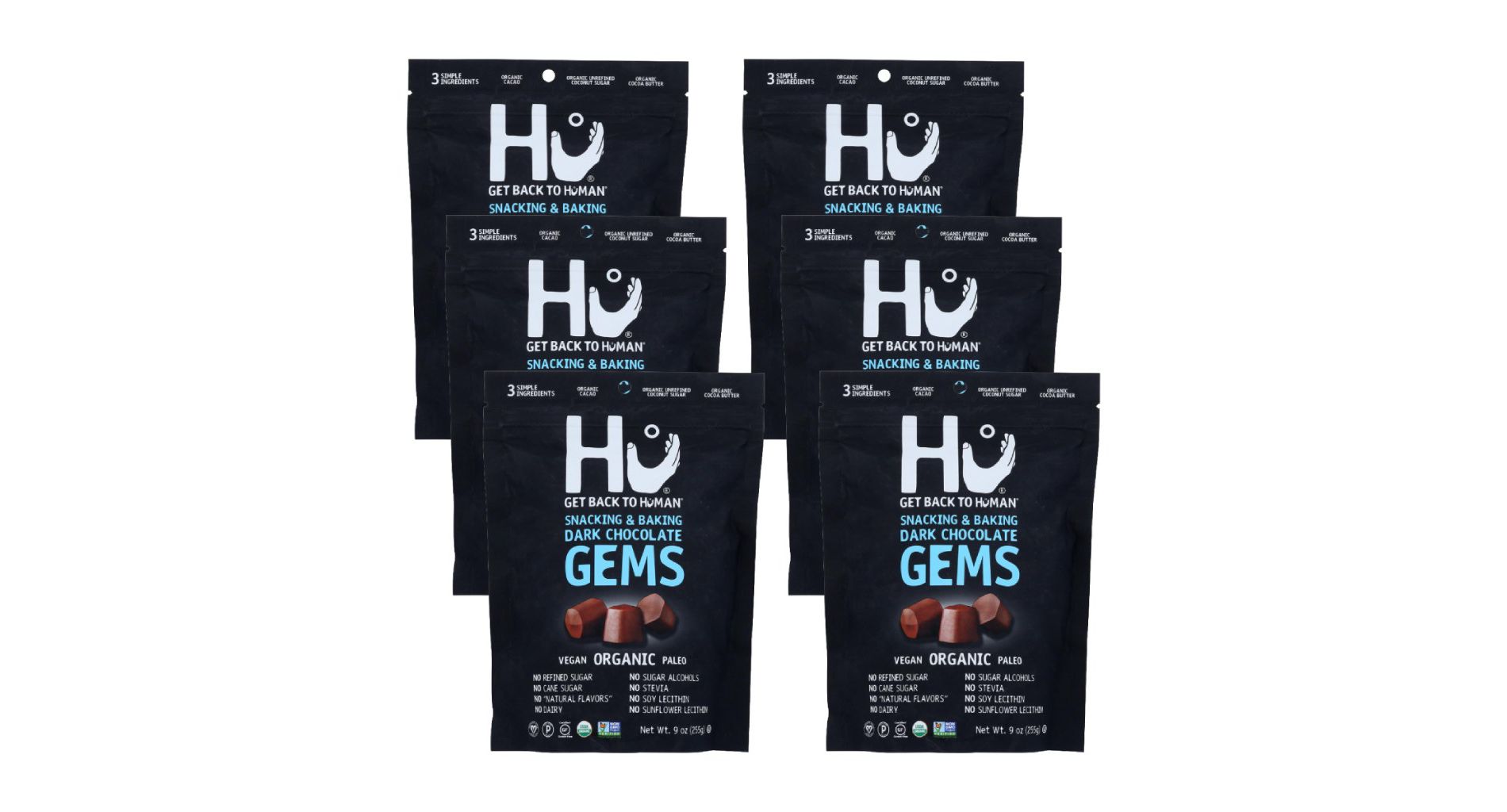 Hu Organic Snacking and Baking Dark Chocolate Gems - Case of 6/9 oz