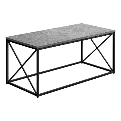Monarch Specialties Coffee Table Accent Cocktail Rectangular Living Room 40"L Grey Laminate Black Metal Contemporary Modern