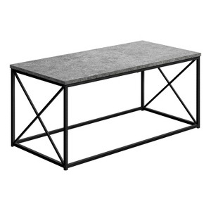 Monarch Specialties Coffee Table Accent Cocktail Rectangular Living Room 40"L Grey Laminate Black Metal Contemporary Modern - 1 of 4