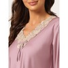 Allegra K Women’s Soft V Neck 3/4 Sleeves Lace Insert Two-Piece Pajama Sets - 4 of 4