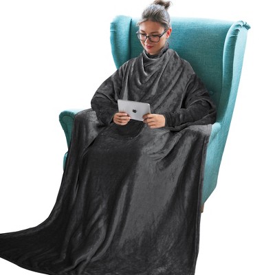 Tirrinia Adult Wearable Fleece Blanket With Sleeves, Soft Cozy Tv ...