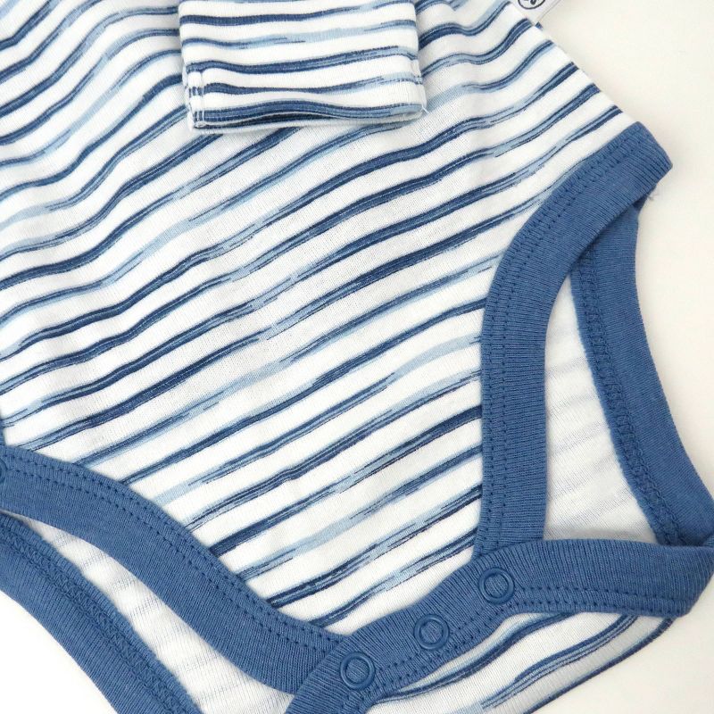 Honest Baby Boys' 3pk Long Sleeve Side Snap Bodysuit - Blue, 2 of 4
