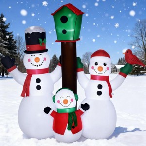 TopComfy Decorative Holiday Scene Props 7ft Christmas Decorations Family with Bird and Birdhouse Inflatables for Garden, White, 9.46"*9.46"*9.46" - 1 of 4