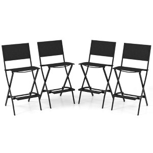 Resenkos Counter Bar Stools Set, Counter Stool Set,Outdoor Folding Bar Height Stool Set of 4 with Metal Frame and Footrest-Black - 1 of 4